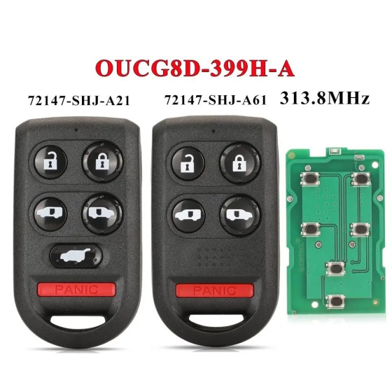 2005-2010 Honda Odyssey / 5-Button Keyless Entry Remote / PN: 72147-SHJ-A21 / OUCG8D-399H-A (AFTERMARKET)